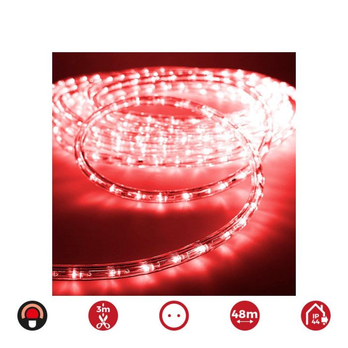 Tubo flexiled led 2 vias multifuncion 48m 36 leds/m iip44 rojo