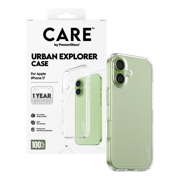 PanzerGlass PanzerGlass CARE by Urban Explorer Case Transparente para iPhone 17 - Funda TPU Protectora 100% Reciclada, Resistente a Golpes y Anti-Amarilleamiento 4