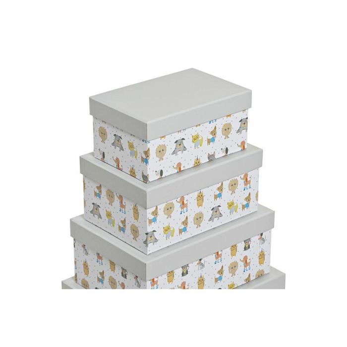 Caja Kids DKD Home Decor Blanco Multicolor 33.5 x 15.5 x 43.5 cm Set de 10 1