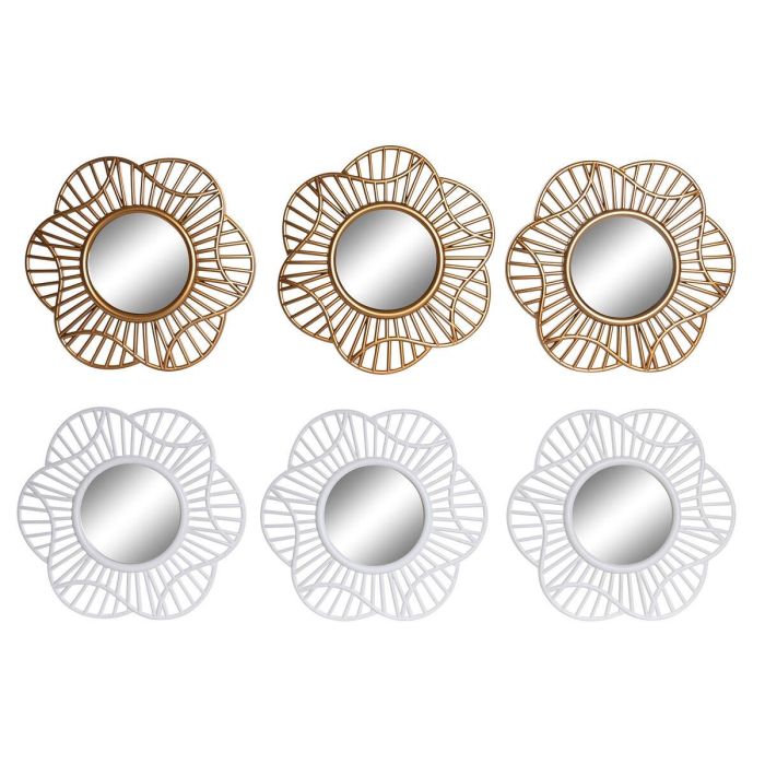 Juego de Espejos DKD Home Decor Cristal Dorado Blanco Polipropileno (25 x 2 x 25 cm) (2 Unidades) Juego de Espejos DKD Home Decor Cristal Dorado Blanco Polipropileno (25 x 2 x 25 cm) (2 Unidades)
