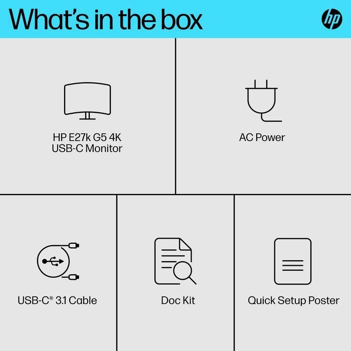HP Monitor E27k G5 IPS UHD 3840x2160 DP/HDMI/USB-C 350cd 4 HP Monitor E27k G5 IPS UHD 3840x2160 DP/HDMI/USB-C 350cd 4