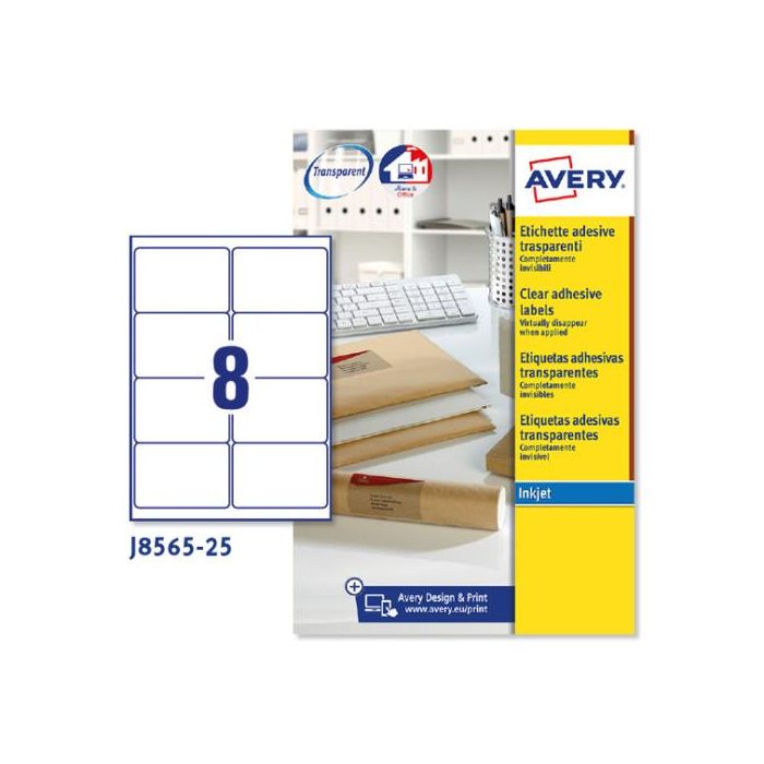 Avery Etiquetas Adhesivas Para Sobres 99,1x67,7 mm Inkjet 8 X 25H Transparentes