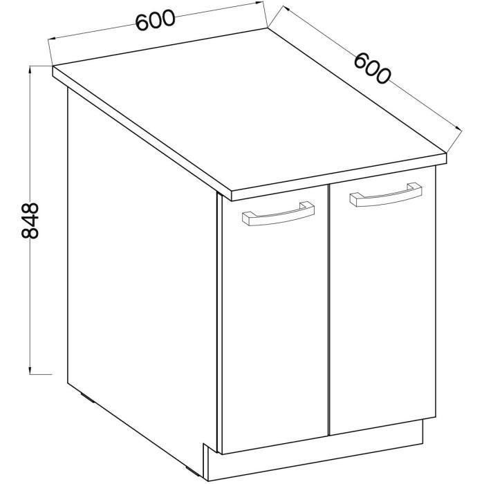 Armario bajo con 2 puertas batientes - Gris mate - L 60 x P 51,6 x H 85 cm - LASSEN 4 Armario bajo con 2 puertas batientes - Gris mate - L 60 x P 51,6 x H 85 cm - LASSEN 4