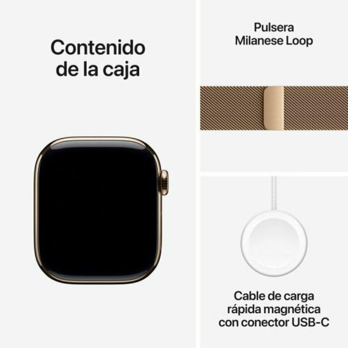 Apple Watch Series 10 GPS + Cellular 42mm Titanio Dorado con Pulsera Milanese Loop Acero Inoxidable Oro 64GB 8 Apple Watch Series 10 GPS + Cellular 42mm Titanio Dorado con Pulsera Milanese Loop Acero Inoxidable Oro 64GB 8