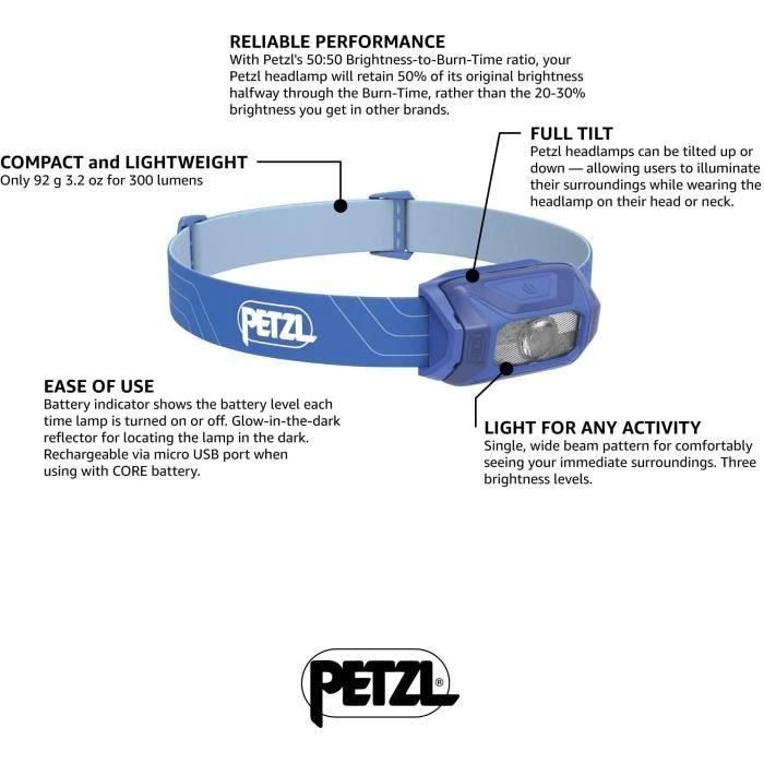 Linterna frontal - PETZL - TIKKINA - 300 lúmenes - 3 pilas AAA/LR03 incluidas - Azul 2 Linterna frontal - PETZL - TIKKINA - 300 lúmenes - 3 pilas AAA/LR03 incluidas - Azul 2