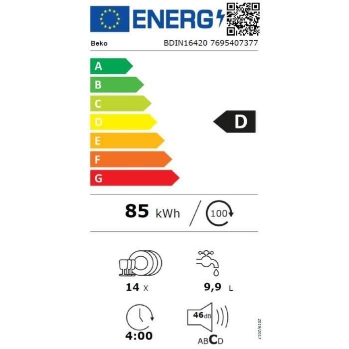 BEKO BDIN16420 lavavajillas totalmente integrado - 14 cubiertos - 46dB - Puerta corredera - L60cm 3 BEKO BDIN16420 lavavajillas totalmente integrado - 14 cubiertos - 46dB - Puerta corredera - L60cm 3