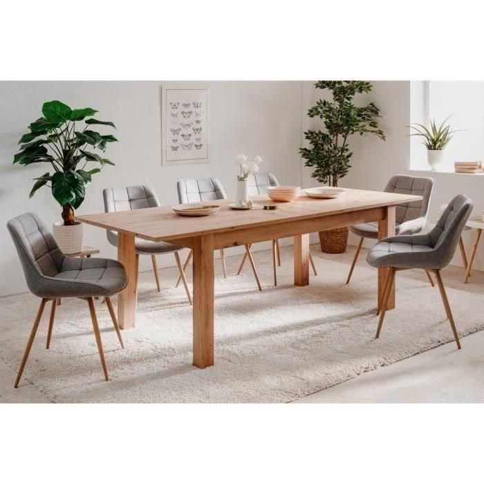 Mesa de comedor extensible - Decoración de roble artesano - L 160-200 x P 75 x H 90 cm BERGEN 1 Mesa de comedor extensible - Decoración de roble artesano - L 160-200 x P 75 x H 90 cm BERGEN 1
