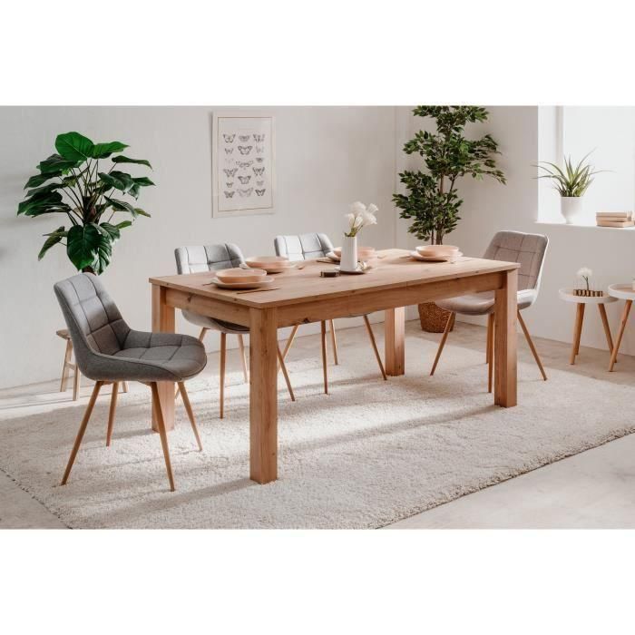 Mesa de comedor extensible - Decoración de roble artesano - L 160-200 x P 75 x H 90 cm BERGEN 5 Mesa de comedor extensible - Decoración de roble artesano - L 160-200 x P 75 x H 90 cm BERGEN 5
