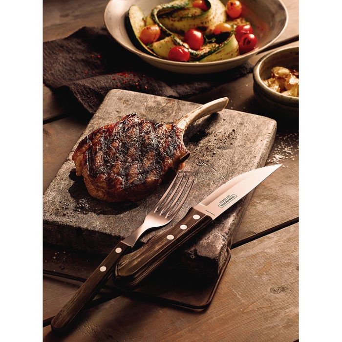 Tramontina Juego de 4 Cuchillos para Asado 12,7cm Acero Inoxidable Mango Polywood Castaño 3