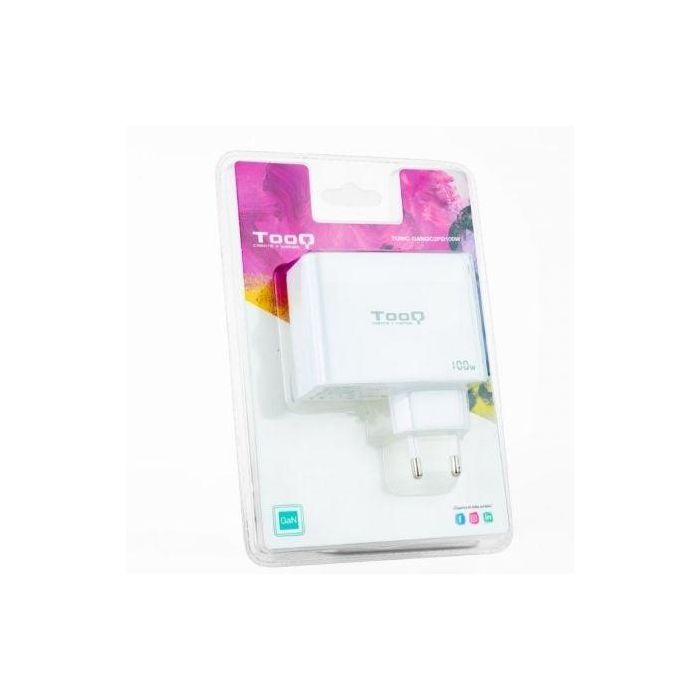 TooQ TQWC-GANQC2PD100W Cargador de Pared GaN 100W con 2xUSB-C PD y 1xUSB-A QC Blanco 2 TooQ TQWC-GANQC2PD100W Cargador de Pared GaN 100W con 2xUSB-C PD y 1xUSB-A QC Blanco 2