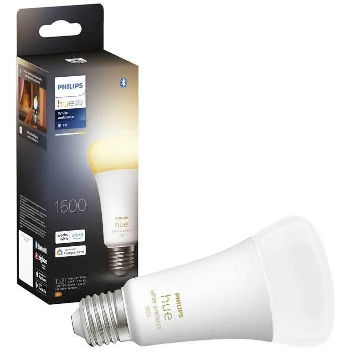 Philips Hue PHI8719514288195 Bombilla LED Conectada E27 White Ambiance, Equivalente 100W, 1600 Lumen, Compatible Bluetooth 0 Philips Hue PHI8719514288195 Bombilla LED Conectada E27 White Ambiance, Equivalente 100W, 1600 Lumen, Compatible Bluetooth 0