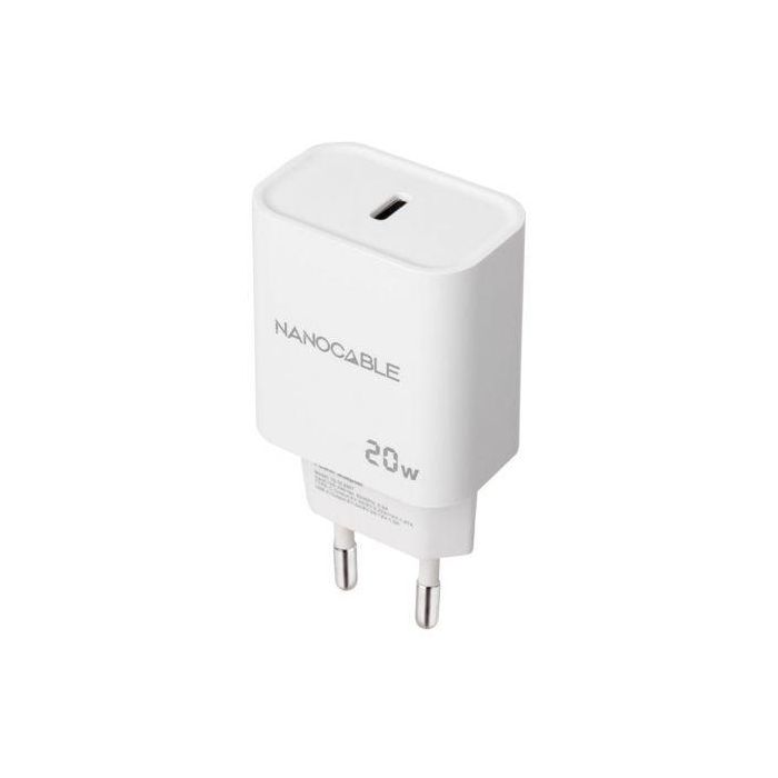 Cargador de Pared Nanocable 10.10.2005/ 1xUSB Tipo-C/ 20W/ Blanco Cargador de Pared Nanocable 10.10.2005/ 1xUSB Tipo-C/ 20W/ Blanco