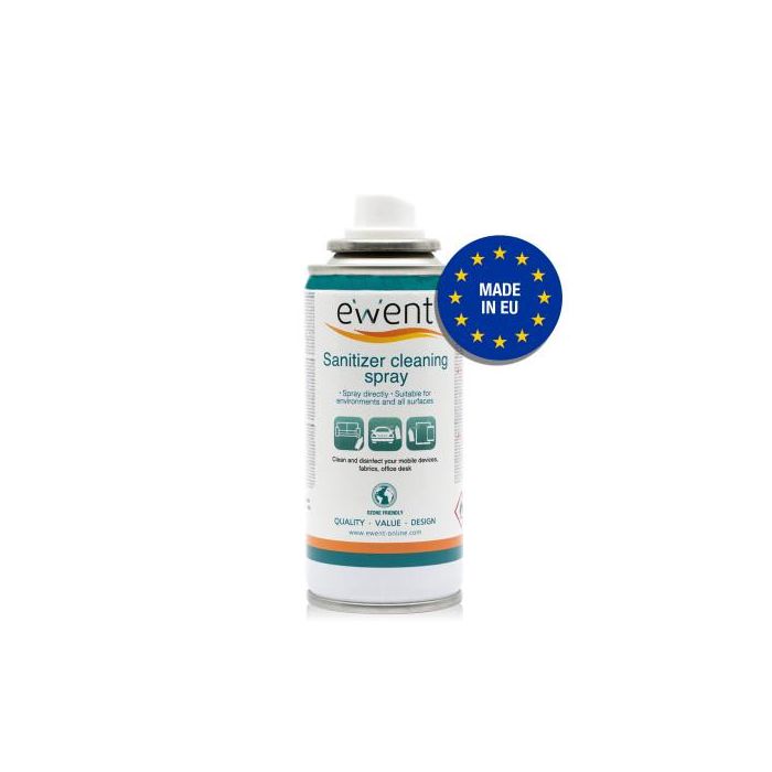 Ewent EW5676 Spray Desinfectante para Móviles, Mascarillas, Superficies, Etc. 400ml