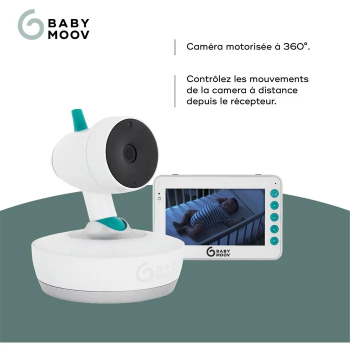 Babymoov Babyphone Video YOO-MOOV con Pantalla 4.3', Control Motorizado 360°, Luz Nocturna, Canciones de Cuna y Alcance 300m 2