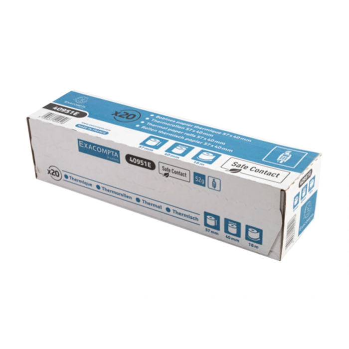 Exacompta Rollo Sumadora Térmico Safe Contact 57 mm x 40 mm 52 g/m2 Sin BPA y Fenol Impresión Duradera 35 Años 3
