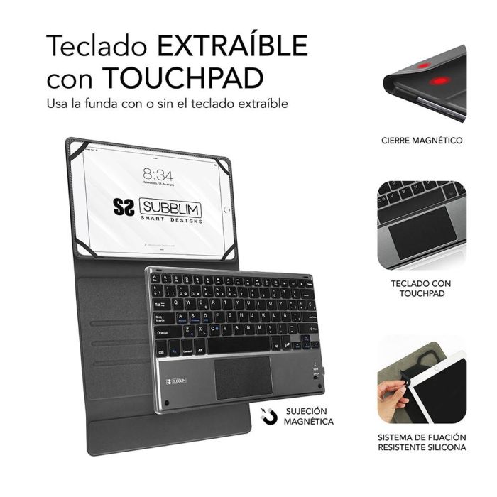 SUBBLIM Funda con Teclado Bluetooth Touchpad KeyTab Pro 9,6" a 10,8" TOUCHPAD Negra 2 SUBBLIM Funda con Teclado Bluetooth Touchpad KeyTab Pro 9,6" a 10,8" TOUCHPAD Negra 2