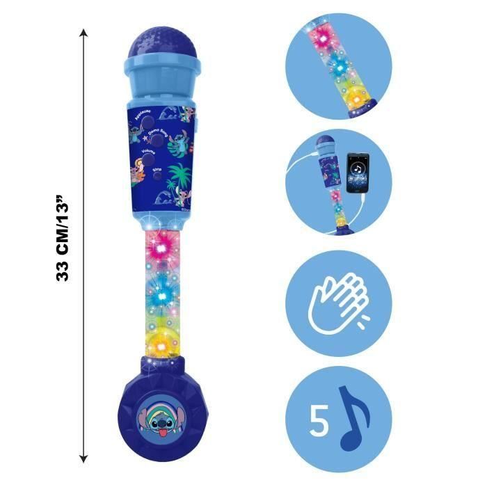 Lexibook LEXMIC90D Micrófono Infantil Iluminado Stitch con Altavoz, Melodías y Efectos de Sonido 1