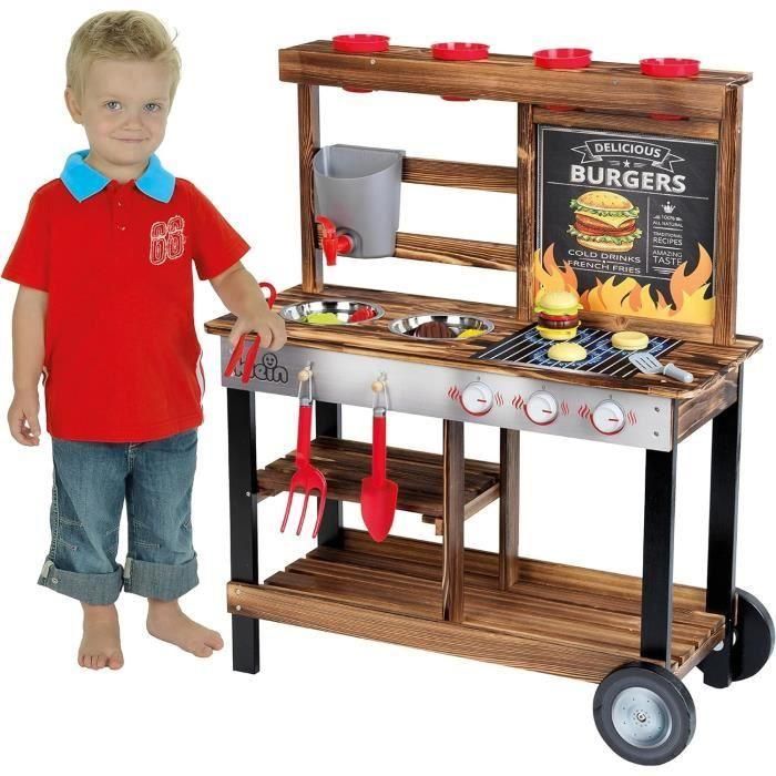 Klein 2368 Cocina de Madera para Niños, temática de verano, picnic y playa, con 23 accesorios 1