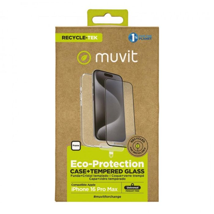 Muvit Funda Recycletek para Apple iPhone 16 - Material 100% Reciclado, Protección Contra Golpes y Arañazos 1