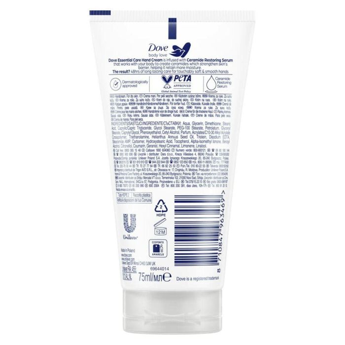 Dove Essential Care Crema de Manos 75 ml - Nutrición Duradera y Protección contra la Sequedad 6