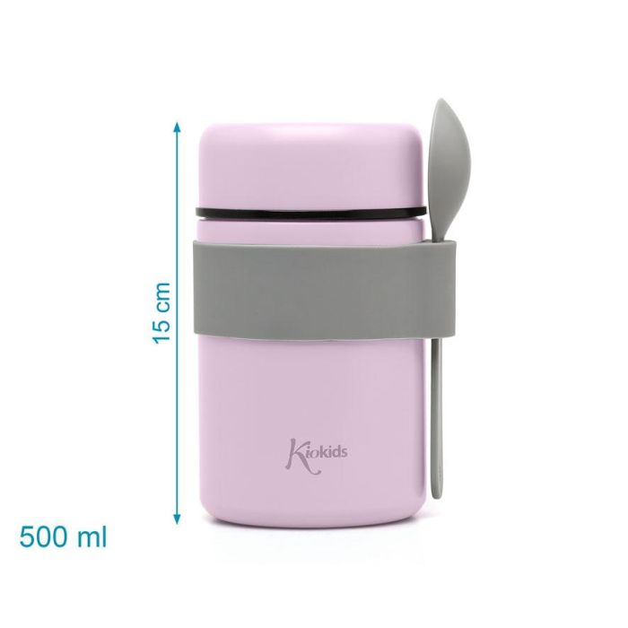 KioKids Termo Papillero Honey Lavanda Acero Inoxidable 500ml Cuchara Incluida 3