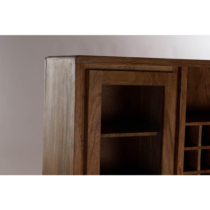 DKD Home Decor Vitrina Colonial Marron Natural Acacia Cristal Ratan 41 x 153 x 160 cm 1