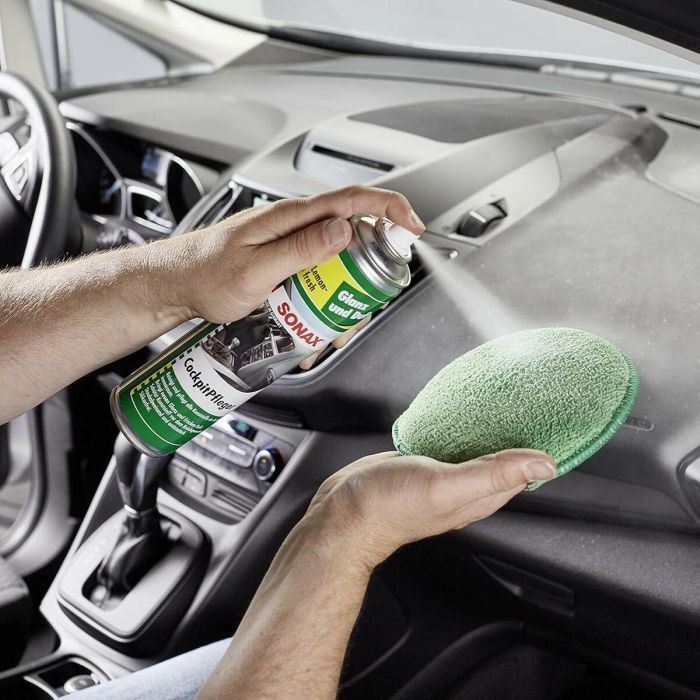 Sonax SX03433000 Limpiador y Protector de Salpicaderos Coche, Plásticos y Madera, Brillo Antiestático, Sin Silicona, Aroma Lemon-Fresh 3