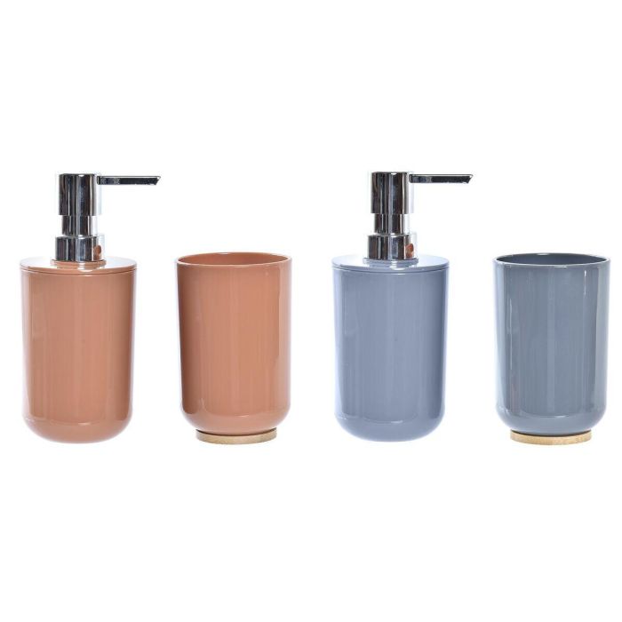 DKD Home Decor Set de 2 Accesorios Decorativos de Baño Moderno en Ps y Bambú, Colores Naranja, Gris y Natural, 7x7x16 cm 0 DKD Home Decor Set de 2 Accesorios Decorativos de Baño Moderno en Ps y Bambú, Colores Naranja, Gris y Natural, 7x7x16 cm 0