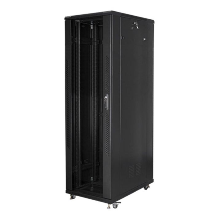 Lanberg FF01-8042-12B Armario Rack Independiente 42U Negro, 800kg Carga Máxima, IP20, con Cerradura, Patas Ajustables y Ruedas 1