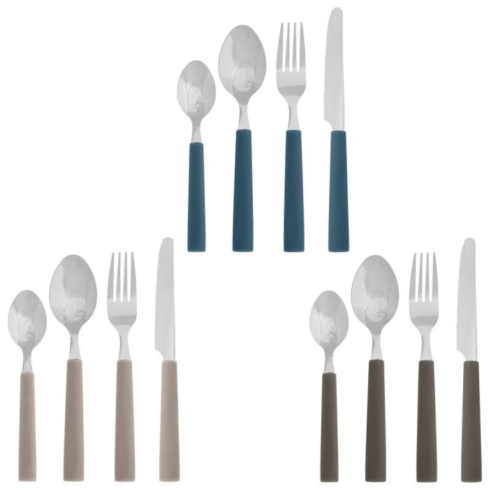 Day Cubertería 16 Piezas Acero Inoxidable Plástico Mango 4 Cuchillos 4 Tenedores 4 Cucharas 4 Cucharillas 2