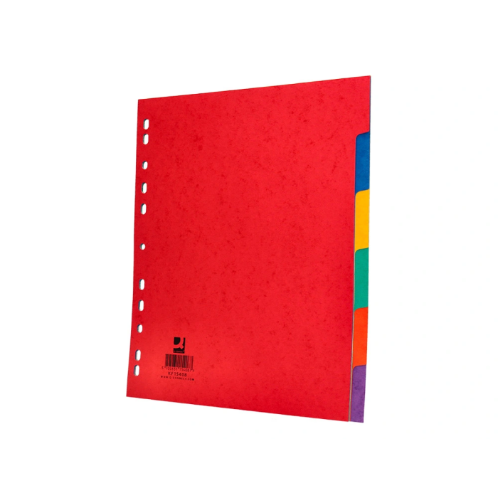 Q-connect Juego de 6 separadores cartulina brillo DIN A4+ multitaladro 3