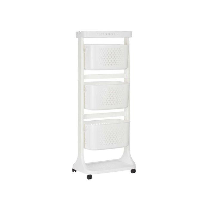 Verdulero de plástico Kinvara 3 alturas con ruedas, blanco, 33x11x42 cm 1 Verdulero de plástico Kinvara 3 alturas con ruedas, blanco, 33x11x42 cm 1