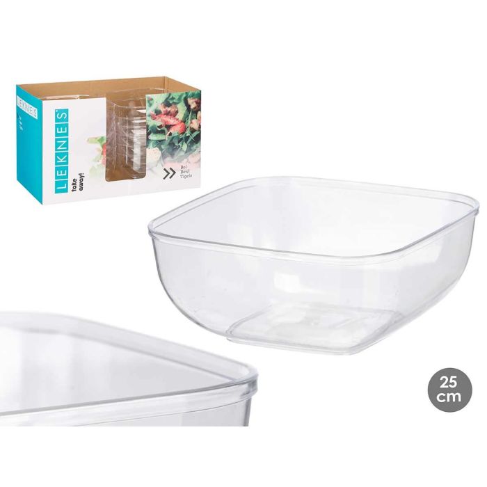 Bol Cuadrado Transparente 5 L Leknes 25.5x12.3x25.5 cm (24 Unidades) Bol Cuadrado Transparente 5 L Leknes 25.5x12.3x25.5 cm (24 Unidades)