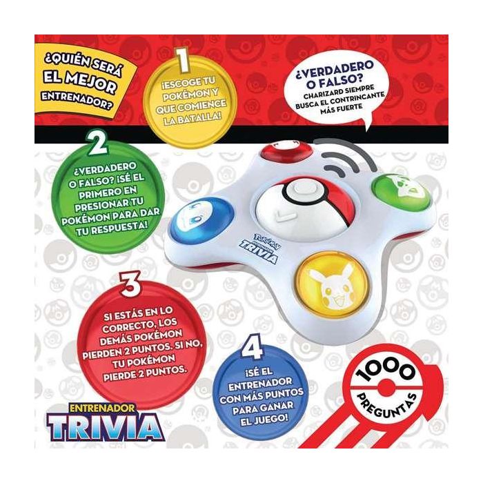 Pokemon Juego de Mesa Trivia Entrenador: ¿Quién Será el Mejor? | Edad 7+ años, Requiere 3 pilas LR6 (no incluidas), Idiomas ES/EN 4
