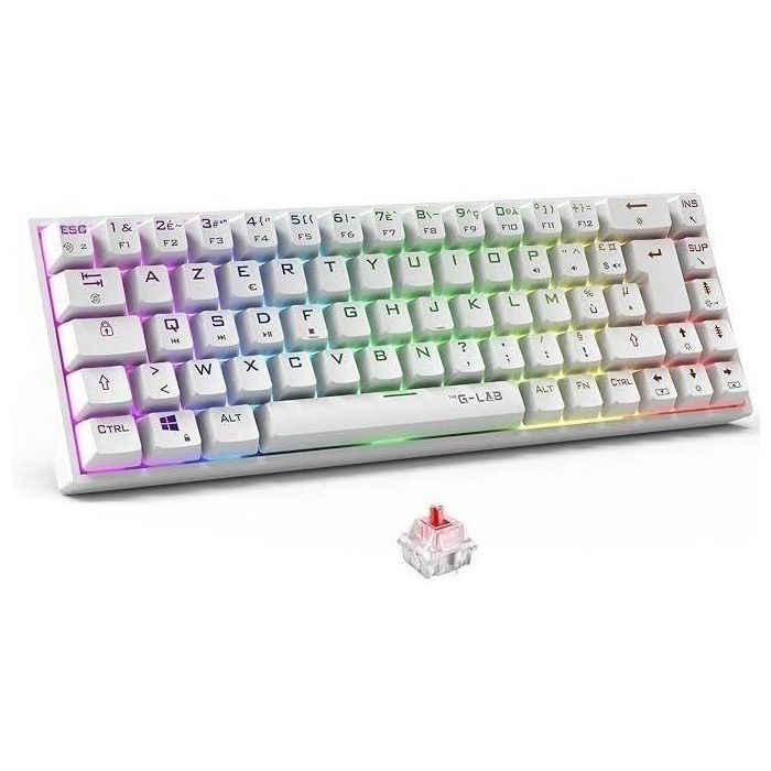 Teclado inalámbrico para juegos - The G-Lab - KEYZ TITAN - Mecánico (Interruptor rojo) - Azerty - Triple modo - RGB - Blanco Teclado inalámbrico para juegos - The G-Lab - KEYZ TITAN - Mecánico (Interruptor rojo) - Azerty - Triple modo - RGB - Blanco