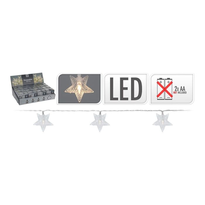 Guirnalda a pilas fija 10 leds con estrellas luz blanco frio 1,3m 2