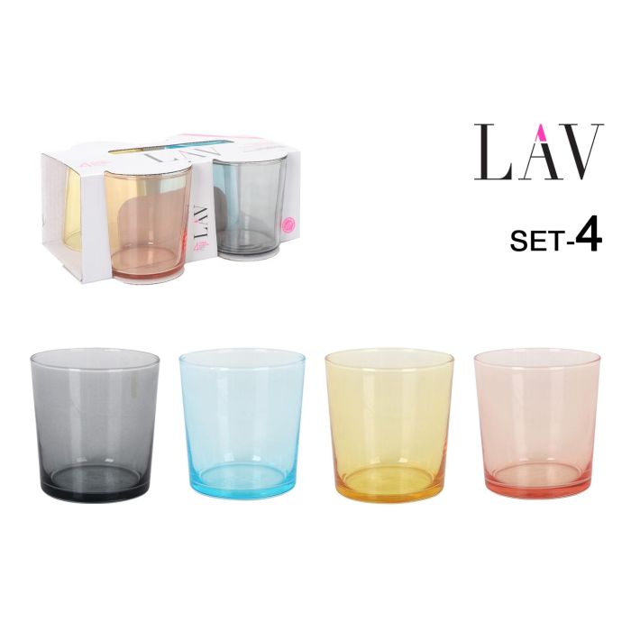 Set de 4 Vasos Pinta 340 cc Colores - LAV (6 Cajas) Set de 4 Vasos Pinta 340 cc Colores - LAV (6 Cajas)