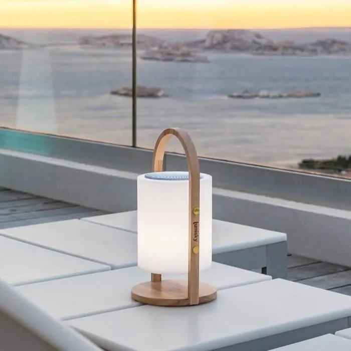 Lumisky LUM3760119731178 Lámpara Altavoz Bluetooth Inalámbrico Mango Madera LED Blanco Multicolor Regulable 37 cm 1