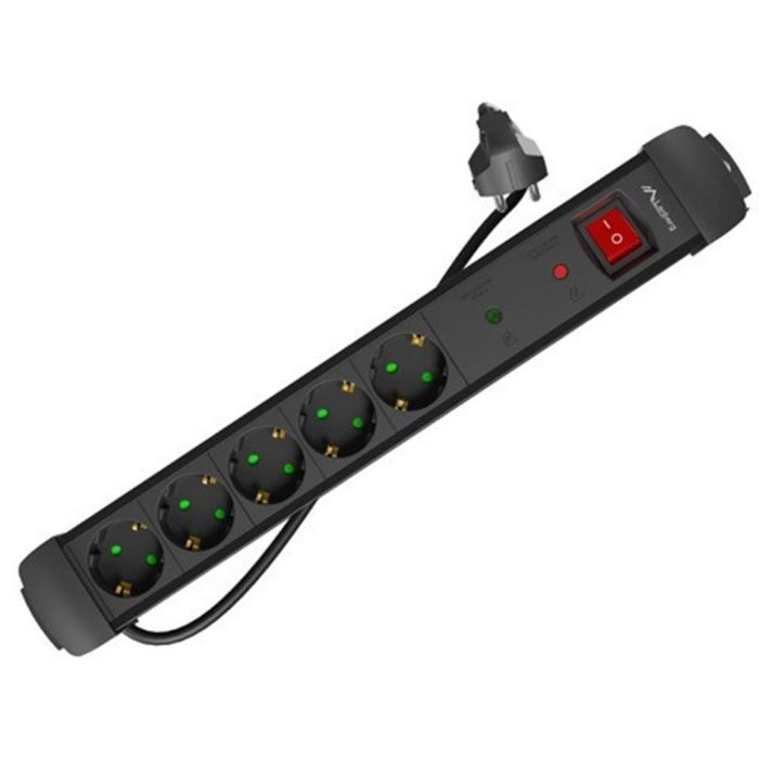 Lanberg SP1-05F-0150-BK Base Múltiple de 5 Salidas AC Tipo F, Cable de 1,5 m, Color Negro, Con Supresor de Sobretensiones Lanberg SP1-05F-0150-BK Base Múltiple de 5 Salidas AC Tipo F, Cable de 1,5 m, Color Negro, Con Supresor de Sobretensiones