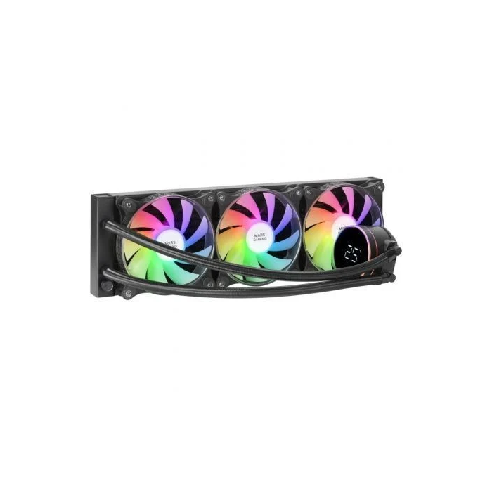 Mars Gaming Refrigeración Líquida ML-LCD360 Negro, AIO ARGB con Pantalla LCD, 3 Ventiladores 120mm FDB, TDP 600W, Radiador 360mm, Compatible Intel y AMD