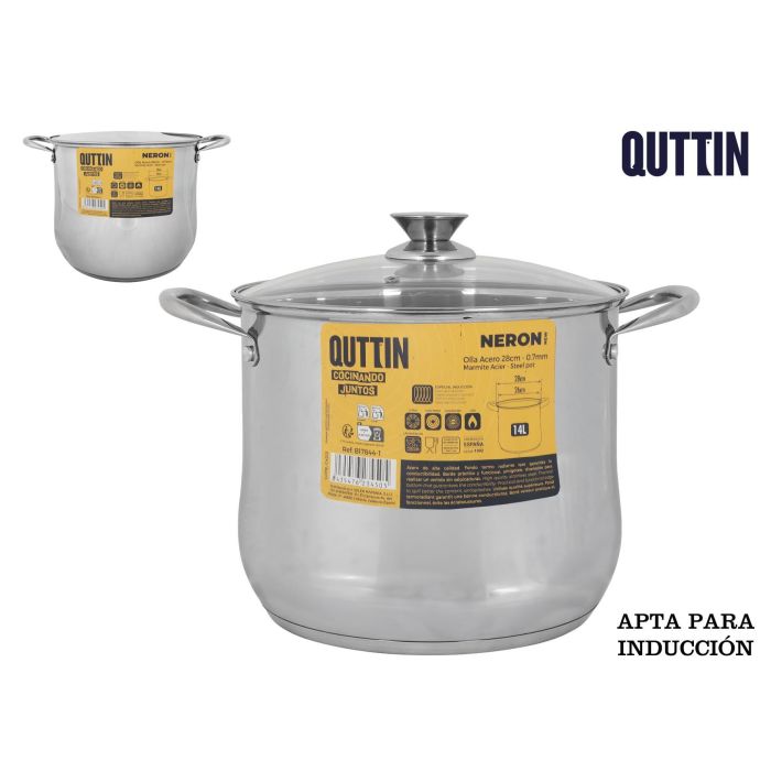 New Neron Olla de Cocina de Acero Inoxidable 28 cm (14 L) con Tapa, Apta para Todo Tipo de Cocinas incluyendo Inducción (4 Unidades) New Neron Olla de Cocina de Acero Inoxidable 28 cm (14 L) con Tapa, Apta para Todo Tipo de Cocinas incluyendo Inducción (4 Unidades)