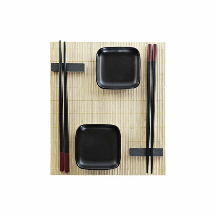 Sushi Oriental DKD Home Decor Natural Negro 17.8 x 3 x 27.8 cm Set de 7