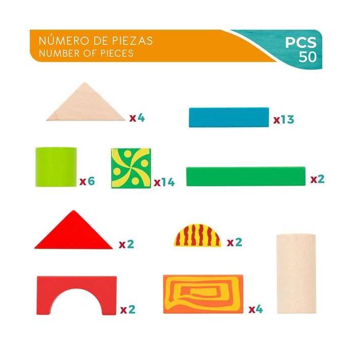 Color Baby Construcción con 50 Bloques de Madera en Cubo 9