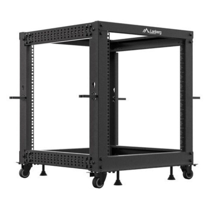 Lanberg Armario Rack Abierto 19 Pulgadas 12U para Servidores y Equipos de Red con Ruedas, 600kg Capacidad, Negro