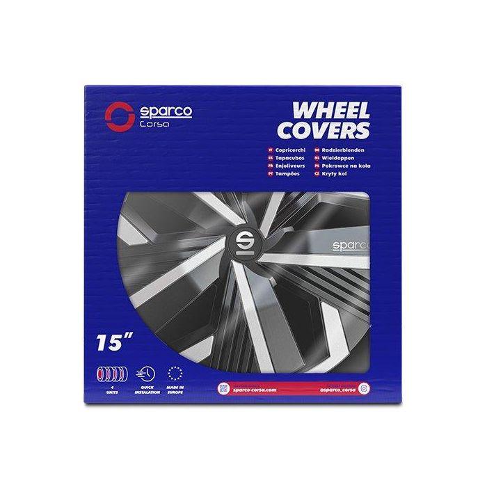 Sparco SPC1522BKSV Tapacubos Nagoya Bicolor 15" Negro - Plata 4 Piezas 3