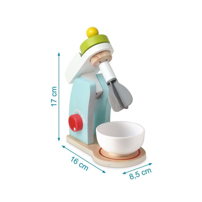 KioKids Juguete Batidora Procesadora de Madera Multicolor con Accesorios (Vaso, Harina, Azúcar) para Juego de Imitación Niños +3 Años 3
