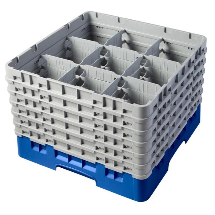 CAMBRO - 9S1114-168 - Cesta de lavado 9 comp. 6 alturas - 14,8 cm Ø máx. - alt. máx. 29,9 cm - 50 x 50 x 34,9 cm - Azul