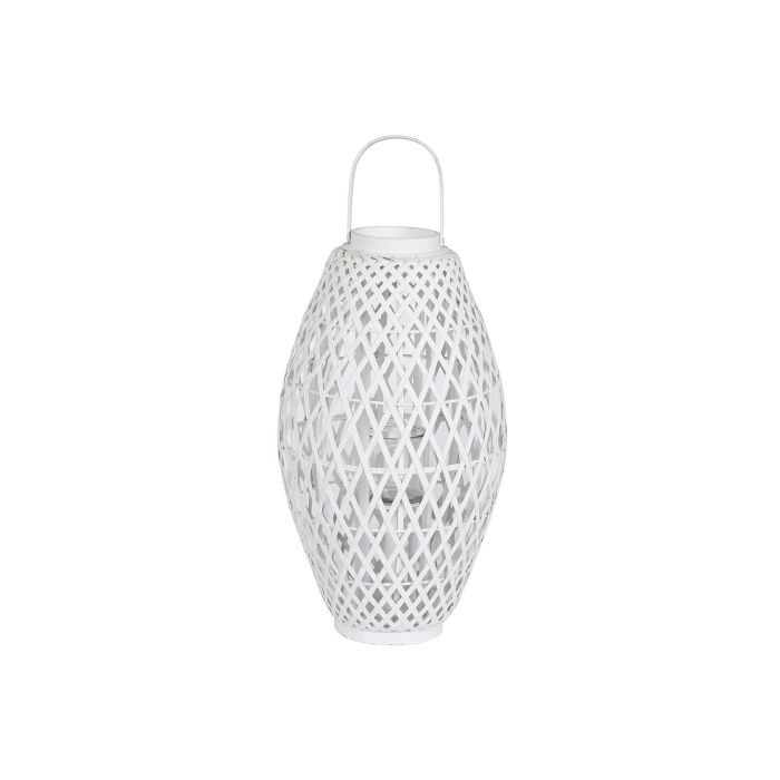DKD Home Decor Portavelas Blanco Bambu Cristal 32 x 60 x 32 cm (2 Unidades) 0 DKD Home Decor Portavelas Blanco Bambu Cristal 32 x 60 x 32 cm (2 Unidades) 0