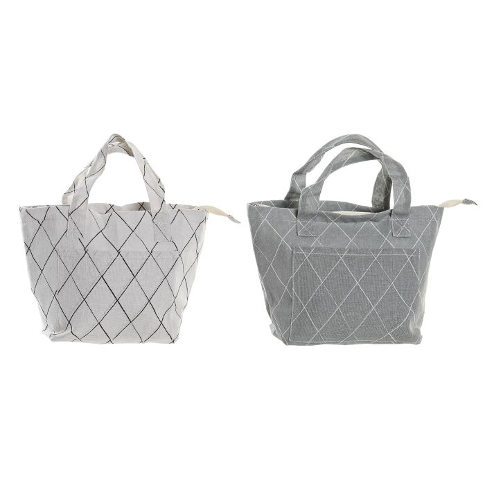 Bolsa Termica Basicos DKD Home Decor Gris Blanco 14 x 20 x 35 cm (12 Unidades)