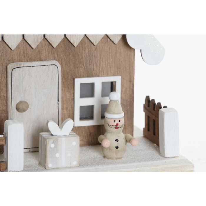 DKD Home Decor Decoracion Luminosa Navidad Tradicional Casa Madera Led Marron Claro Blanco 12 x 16 x 19 cm (2 Unidades) 2